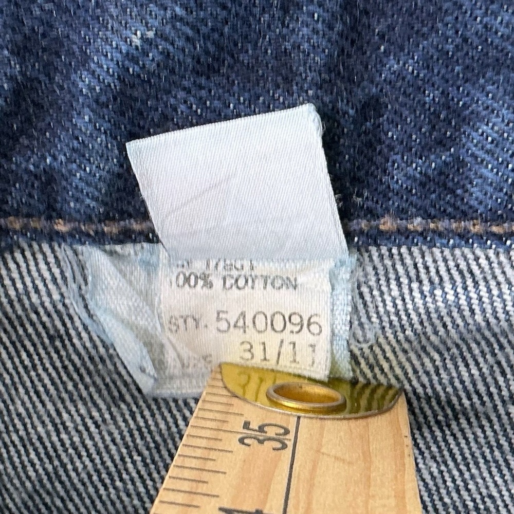 Rocky Mountain Jeans Women ACTUAL 26x32 Blue Rigid Denim Taper Bare Back USA VTG - Picture 8 of 13